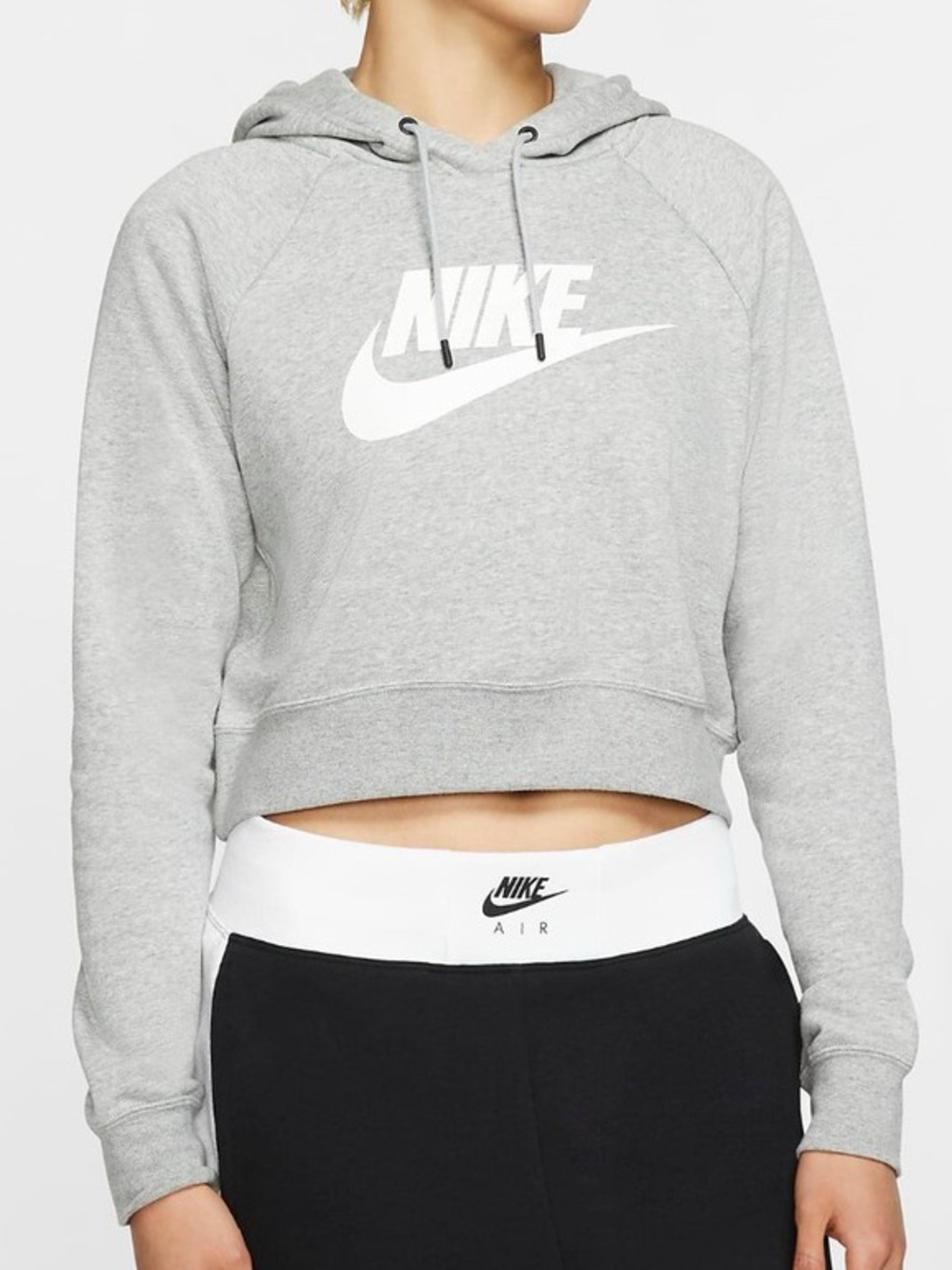 Nike Women's Gray Cropped Hoodie with Logo Small